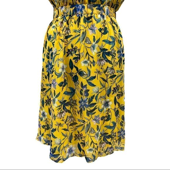sam Edelman Yellow Retro Floral Printed Flowy Mini Dress Sz M - Picture 11 of 15
